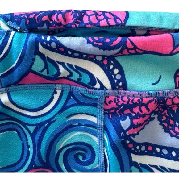 Lilly Pulitzer Girls Luxletic Weekender Fish Seahorse Leggings Pink Blue Small - Picture 5 of 11